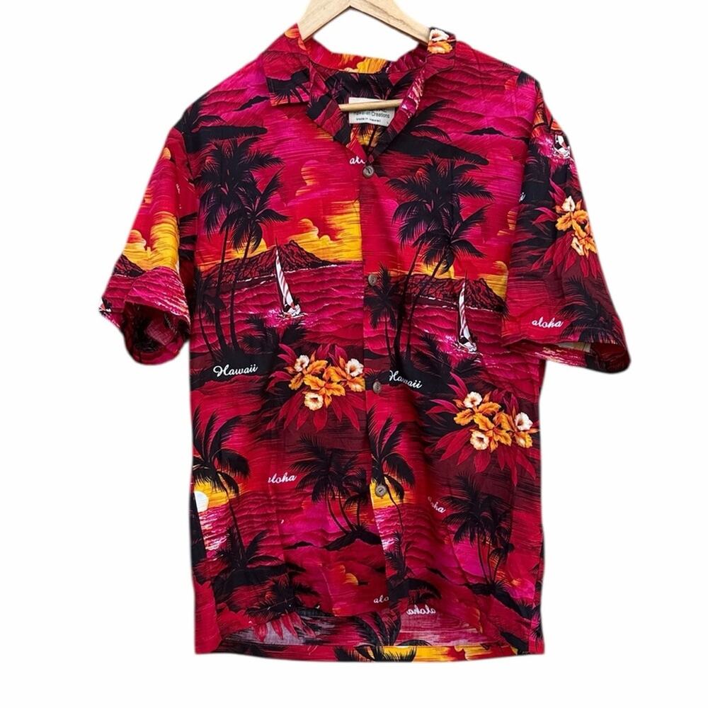 Royal Hawaiian Creations Red Floral Shirt size large